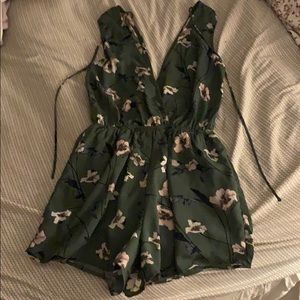 Floral green romper